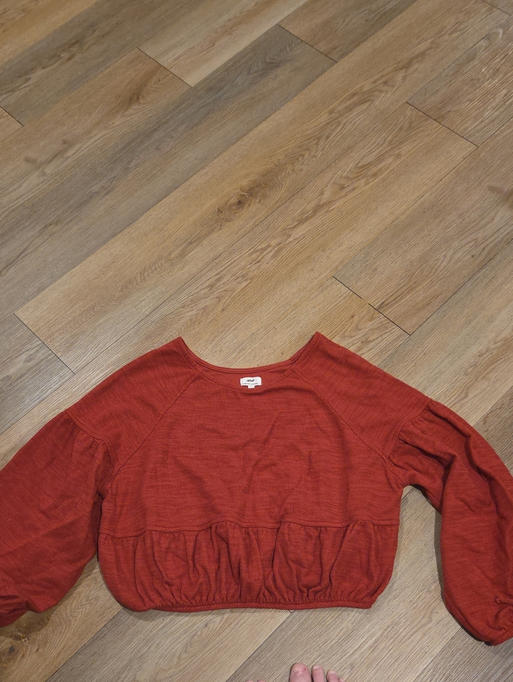 Kids Long Sleeve Peplum Top - Rust